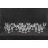 A suite of Waterford glasses including dessert glasses, spirit glasses and goblets All in good