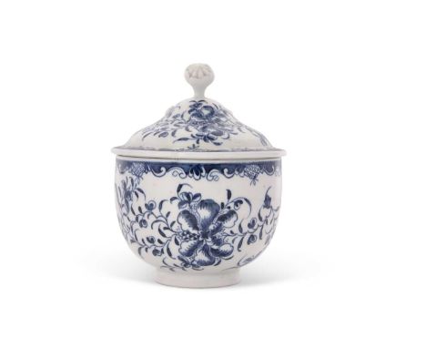 A rare Lowestoft porcelain sucrier and cover