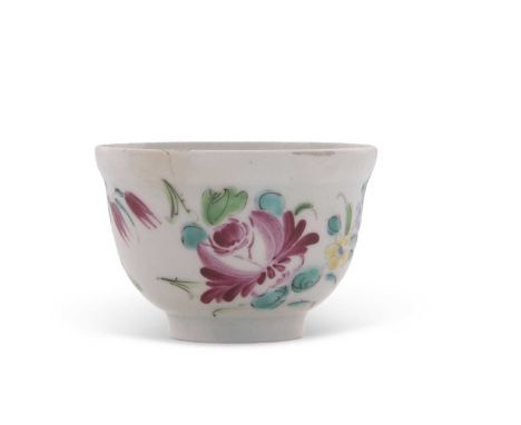 A Bow porcelain miniature sucrier painted in famille rose style