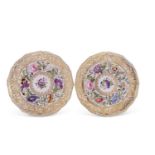 Two Derby (S&H) cabinet plates finely painted with flowers and signed on the reverse in red H S