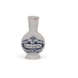 An 18th /19th Century Delft jar probably Dutch with central cartouche in blue and white 27cm high