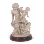 Claude Michel (Clodian) Parian model of a female satyr with putti, made by Mougin Freres Nancy,