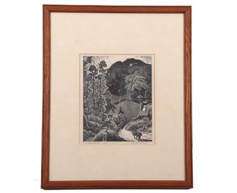 Claughton Pellew (1890-1966) a wood engraving entitled " A Gloucestershire Lane" with artist's monogram in the block with tit