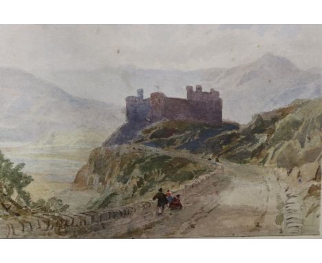 Attributed to David Cox Snr OWS (1783-1859): watercolour, View of Harlech Castle, 19 x 12 cm. Paint surface shows some indivi