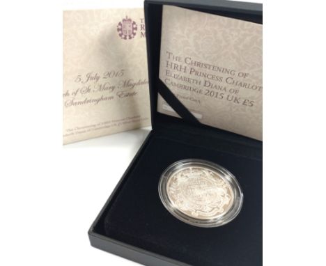 £5 silver proof coin Christening of Princess Charlotte. 2015 