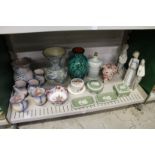 Wedgwood green jasperware boxes and trays and other decorative china