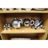 Metal clad porcelain tea pots and similar items