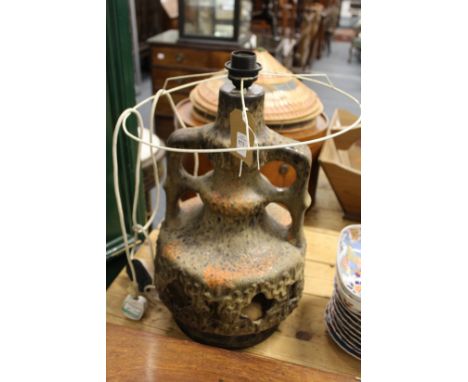 A large Continental studio pottery lamp