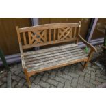 A wooden garden bench