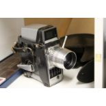 A cased cine camera