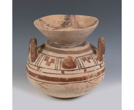 Vase from the Dauno-Mesapia culture, southern Italy, 5th century BC.Polychrome terracotta.Provenance: French collection.Measu