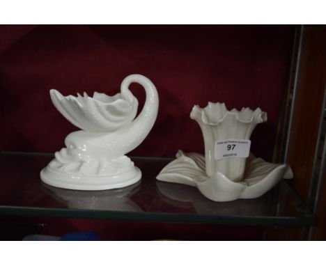 A Royal Worcester flower dish; and another in the form of a fish