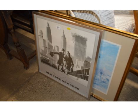 A black and white print of New York together with a pencil signed limited edition landscape study 