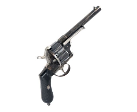 A GOOD AND IMPRESSIVE 12mm PINFIRE CHAINEUX TEN SHOT LEFAUCHEUX TYPE DOUBLE ACTION REVOLVER, CIRCA 1870, no visible serial nu