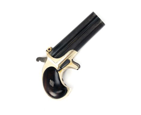 AN INTERESTING . 41 (RIMFIRE) REMINGTON TYPE OVER & UNDER DERRINGER, CIRCA 1880, no visible serial number, unmarked (possibly