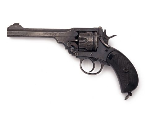 A SCARCE .455 P. WEBLEY 'MKIV' REVOLVER WITH SIX INCH BARREL, serial no. 129390, dated for January 1915, with blued 6in. Metf