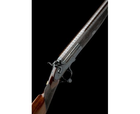 AN UNSIGNED 8-BORE BREECHLOADING SINGLE-BARRELLED SPORTING GUN, CIRCA 1870, no visible serial number, with 35 1/2in. three st