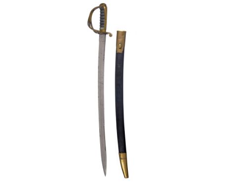 A RARE ENGLISH 'THAMES RIVER POLICE SWORD' or 'HANGER', manufactured between 1798 and 1840, with curving 23 1/2in. spear-poin