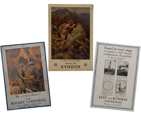 THREE ASSORTED VINTAGE SHOTGUN CARTRIDGE POINT OF SALE DISPLAY CARDS, each approximately 12in. x 8in. and including an exampl