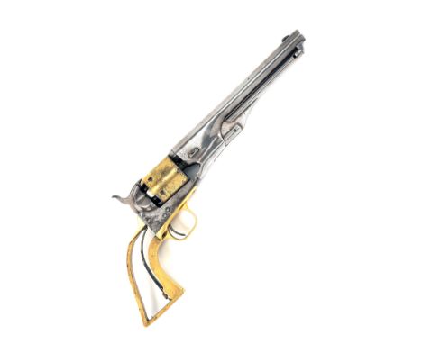 A DELUXE GOLD AND SILVER PLATED .36 COLT MODEL 1861 NAVY SINGLE ACTION PERCUSSION REVOLVER, CIRCA 1863, serial no. 5977, with