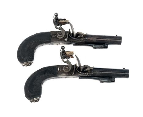 A SCARCE PAIR OF SIDE-COCKING BOXLOCK 40-BORE FLINTLOCK TRAVELLING PISTOLS BY E. BAKER, LONDON, CIRCA 1800, FOR RENOVATION, 2