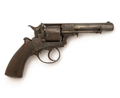 A .380 REVOLVER OF WEBLEY TYPE SIGNED R. BURNAND, NEWCASTLE ON TYNE, serial no. 2712, circa 1865, with octagonal blued 4 1/2i