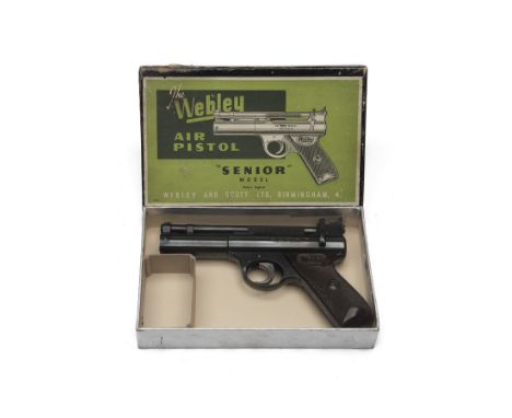 A GOOD BOXED .22 WEBLEY &amp; SCOTT POST-WAR 'SENIOR' MODEL AIR-PISTOL, batch no. 121, circa 1955, with blued smooth-bore 6 5