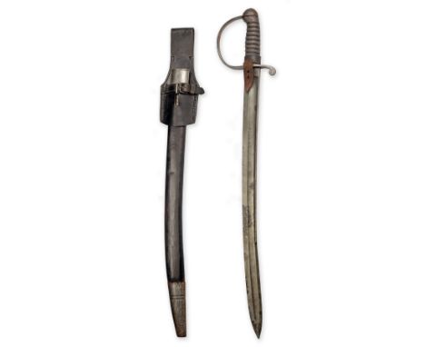 A PRISON OFFICER'S SWORD ETCHED FOR PORTLAND PRISON, circa 1850, with slightly curved 22in. steel blade fullered on each side