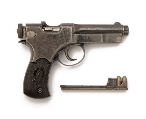 A RARE .32 (R/S) SEMI-AUTOMATIC PISTOL, MODEL '1906 ROTH-SAUER', serial no. B92, circa 1907, with unique 'long-recoil' 4in. s