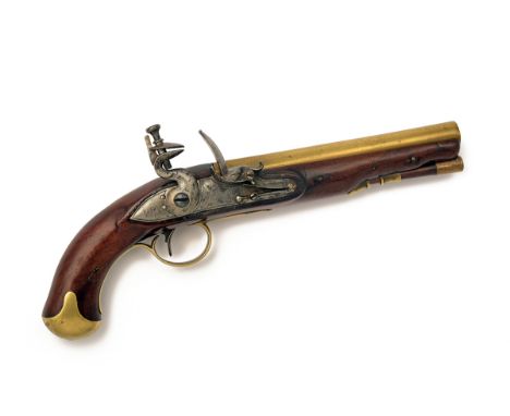 AN INTERESTING .56 (25-BORE) BRASS BARRELLED PRINCE DE BOUILLON TYPE FLINTLOCK PISTOL BY D. EGG, CIRCA 1796, no visible seria