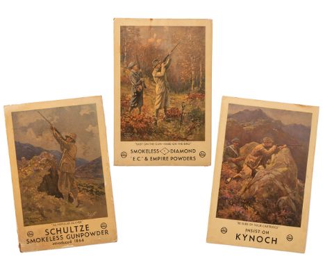 A COLLECTION OF THREE MATCHING VINTAGE POINT OF SALE CARDS ADVERTISING PRODUCTS FROM ICI, each with an illustration of a spor
