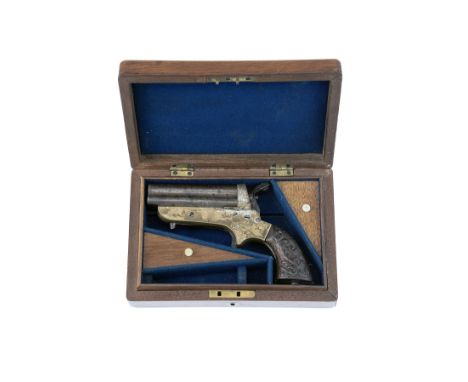 A CASED .32 (RIMFIRE) SHARPS & HANKINS FOUR SHOT BREECH-LOADING PISTOL BY TIPPING & LAWDEN, CIRCA 1865, serial no 5733, with 