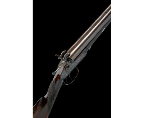 A 10-BORE PINFIRE DOUBLE-BARRELLED SPORTING GUN SIGNED WESTLEY RICHARDS, serial no. 11010, for 1865, with re-browned single-b