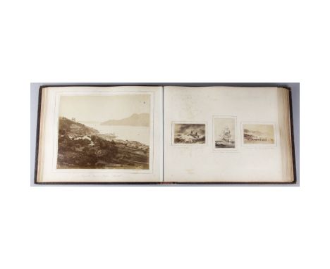 Embossed Leather Topographical Albumen Print Album of Royal Naval Officer's World Travels in the Detached Squadron 1874-1876 