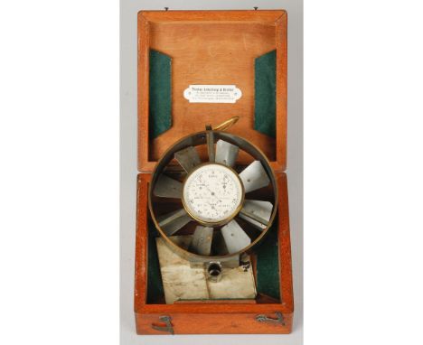 A Thomas Armstrong & Brother anodised and lacquered Anemometer/Air Flow Meter, the main dial mounted centrally within cowl, w