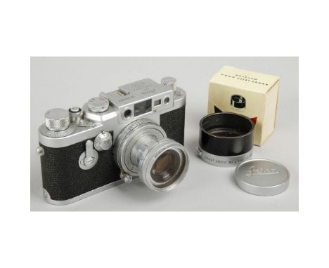 Leica IIIg Camera, No 969674, body, G/VG, shutter working, with a 5cm F2.8 Elmar lens No 1633057, elements, G, fungus, in mak