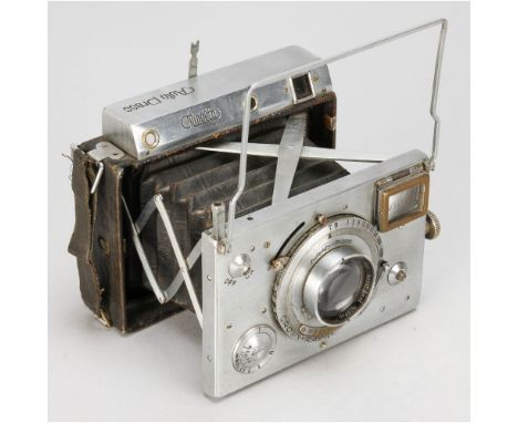 Minolta Autopress Camera, a 1937 camera styled on the Plaubel Makina, No 26787, body, F/P, shutter working, 105mm F3.5 Promar