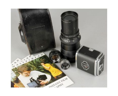 Hasselblad 250mm Zeiss Sonnar Lens, No. 5053731, black finish, cosmetic, F, elements, VG, light haze and dust, shutter workin