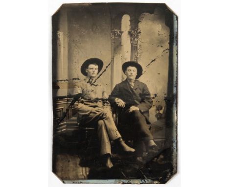 Sixth-Plate Portrait Tintypes, including men, women, couples, family groups,  cowboys (?)(2) and children (91), smaller sizes