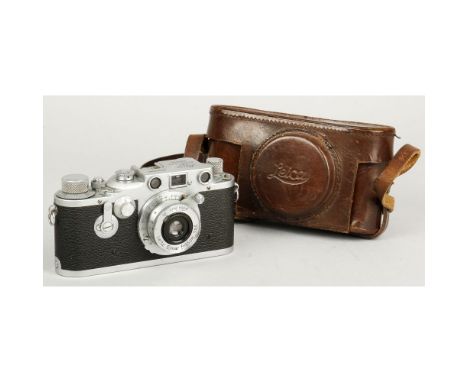 Leica IIId Camera, No 3600050, body, G, some patches of wear to the chrome, shutter fully operational, the camera has just be