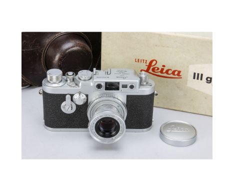 Leica IIIg Camera, No 943875, body, VG, shutter working at all speeds, a 5cm F2.8 Elmar lens No 1634700, body, G, elements, G