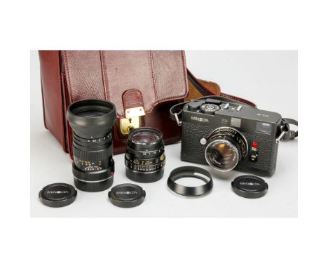 Minolta CLE Outfit, No 1024014, body, G/VG, untested, 28mm F2.8 M-Rokkor No 1015141, body, VG, elements, F, internal condensa