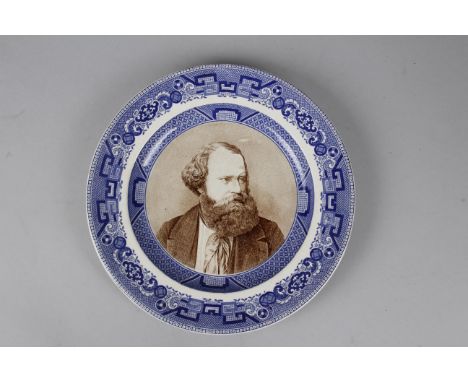 An Earthenware Plate Commemorating  Albert Smith’s Trip to China Panorama,  the Panorama lecture “Mont Blanc to China” opened