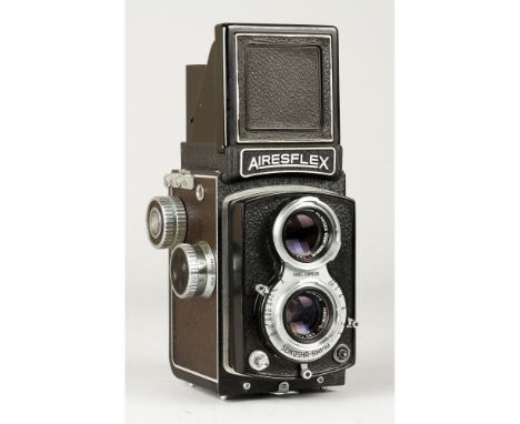 Airesflex TLR Camera, No 112460, body, G, shutter and aperture controls stiff, 75mm F3.5 Nikkor-Q lens No 35170, elements, VG