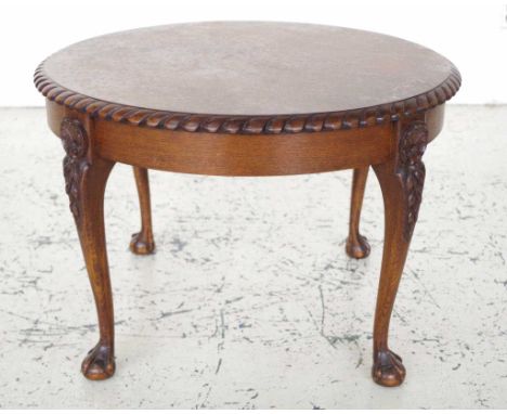 Vintage oak lamp table with ball &amp; claw feet, 76cm diameter, 51cm high approx