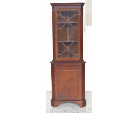 Vintage corner display cabinet 65cm wide, 40cm deep, 184cm high approx