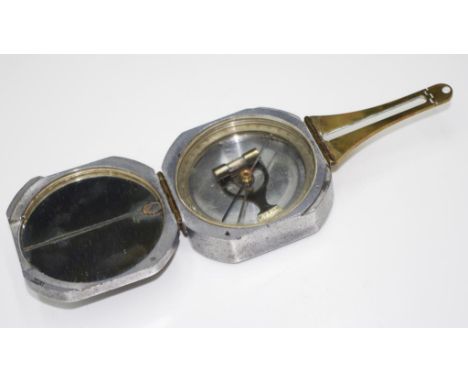 Vintage D.W. Bruntons USA metal cased compass marked to lid, (diameter 7cm approx).