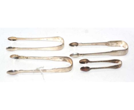 Four pairs vintage sterling silver sugar nips various hallmarks, including: Georgian, London 1811; London 1806, &amp; 1808; a