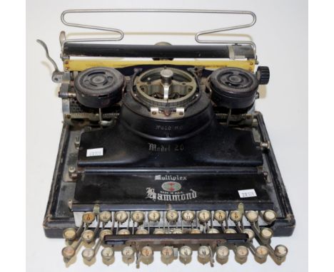 Vintage Hammond USA 'Multiplex' typewriter marked model 26, on original base, (lid of case unavailable), (width 24cm approx).