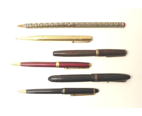 Two vintage fountain pens include a swan, together with 4 vintage ballpoints